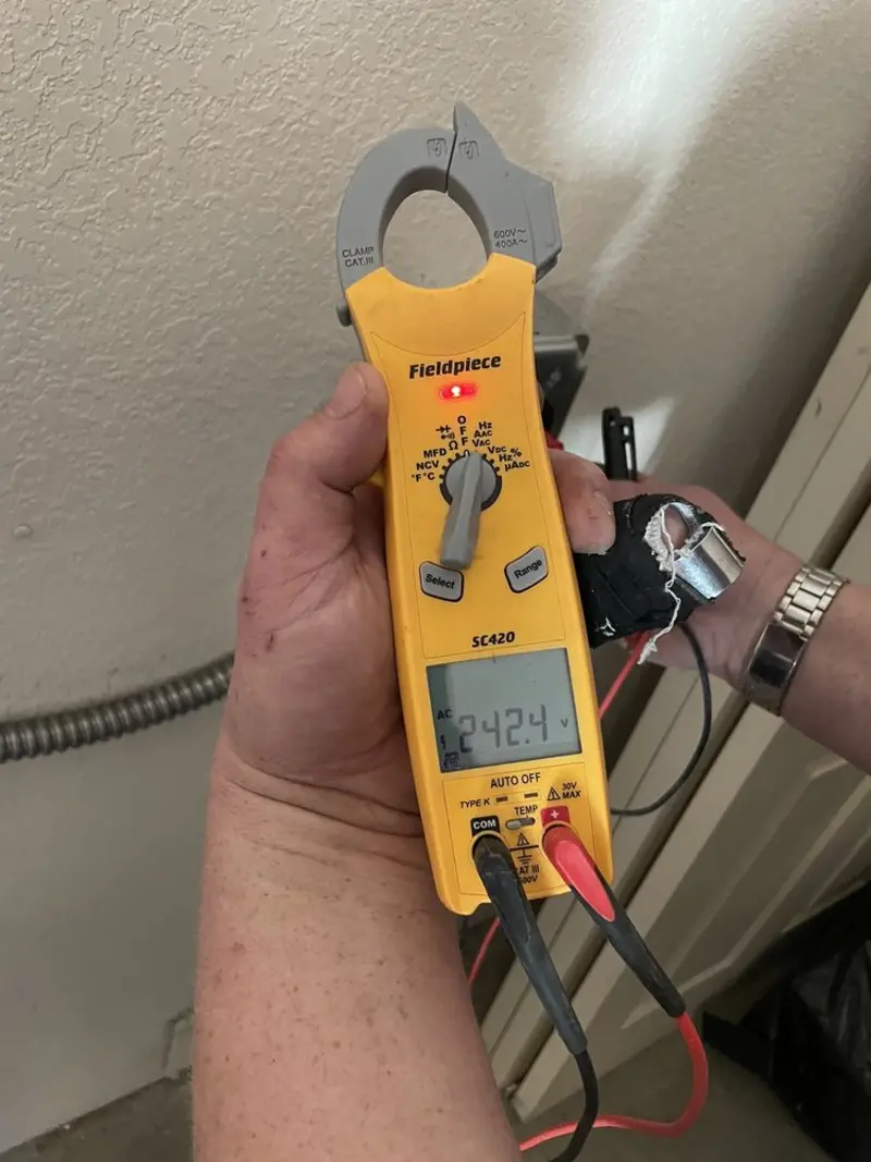 Voltage testing with clamp meter during Circuit Breaker Repair in Waterford
